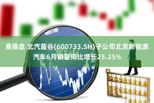 易操盘 北汽蓝谷(600733.SH)子公司北京新能源汽车6月销量同比增长25.25%